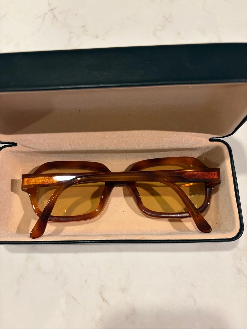 Lexxola Jordy Square Retro Sunglasses - Brown Frame, Amber Lenses